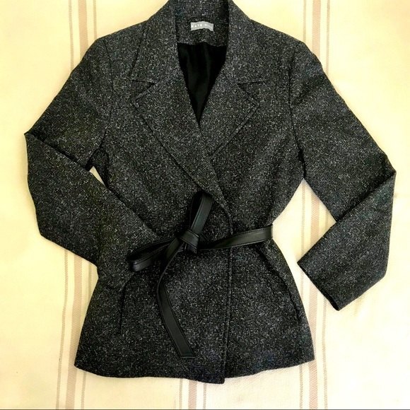 Kate Hill Jackets & Blazers - Kate Hill Marl Wool-Blend Tweed Belted Professional Blazer Coat
